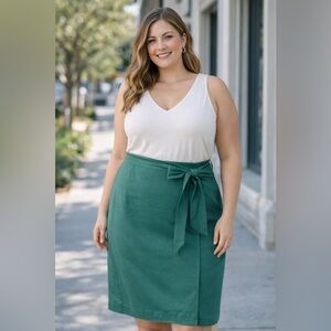 Boden Teal Pencil Skirt with Bow